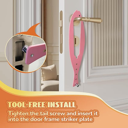 TGIOW Cat Door Latch, 1 Pcs Flex Latch, Cat Door Stopper to Keep Dog Out of Litter Box and Food, 5 Adjustable Size Strap 2.5-6" Wide, No Measuring, Easy to Install, Pink
