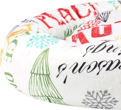 Levtex Home - Santa Claus Lane - 23in x 14in x 6in - Pet Bed - Christmas Sentiment and Santa - White, Red, Green, Teal, Black - 100% Polyester Velour