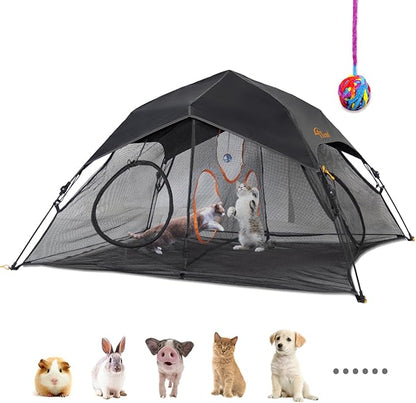 Tent Pop Up Cat Tent, Portable Lightweight Cat Playpen with 3 Holes, Indoor Outdoor Pet Enclosure w/Carry Bag, Foldable Interactive Cat Play House for Cats Kittens（Patented