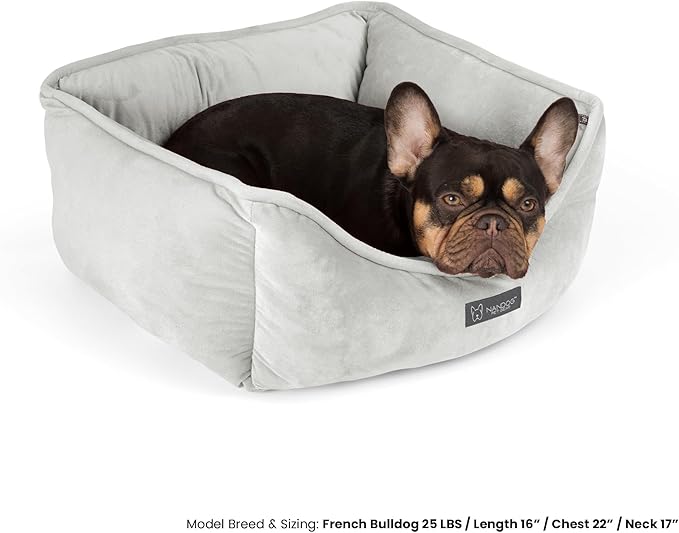 NANDOG Reversible Dog Bed from The Signature Collection– Luxury Cloud-Soft Pet Bed for Small to Medium Dogs & Cats, Premium Pet Gear, Reversible Design, Plush Comfort, Modern Style - Light Grey
