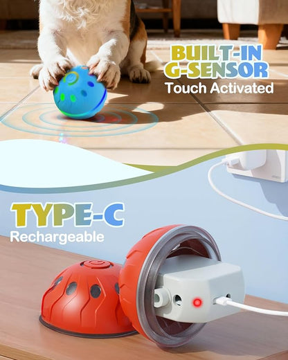 Zoomsnail 2 Pack Interactive Dog Ball Toy, BPA-Free Rechargeable Automatic Rolling Ball Toys with Lights & 2 Modes, Waterproof Dog Balls to Offer Entertainment, Ideal Gifts for Small & Medium Dogs