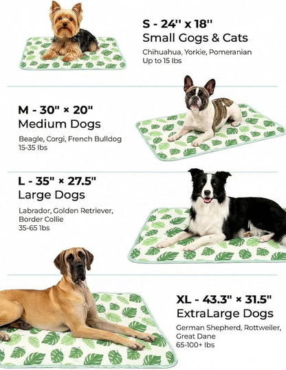Dog Cooling Mat for Dogs & Cats, Soft Breathable Cooling Pad for Dog Bed, 23"x18" Self Cooling Crate Mat for Dogs, No Gel Washable Non-Slip Pet Cooling Mat Indoor Outdoor, Leaf
