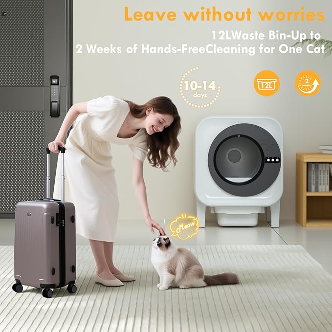 2025 Automatic Litter Box Self Cleaning,Self Cleaning Litter Box for Multiple Cats, Smart App Control Dynamic Monitoring,75L Large Space Dual Safety Protection, Odor Control, 3–30LBS Cats