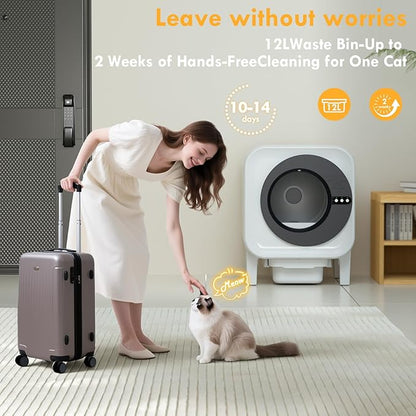 2025 Automatic Litter Box Self Cleaning,Self Cleaning Litter Box for Multiple Cats, Smart App Control Dynamic Monitoring,75L Large Space Dual Safety Protection, Odor Control, 3–30LBS Cats