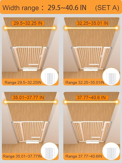 55.11" Extra Tall Cat Gate 29.5-40.6 Wide Pat Gate with Small Cat Door Safety Pet Gate NO Drilling Pressure Mount Kit for Cats and Dogs Indoor Doorways liveing Room Bedroom