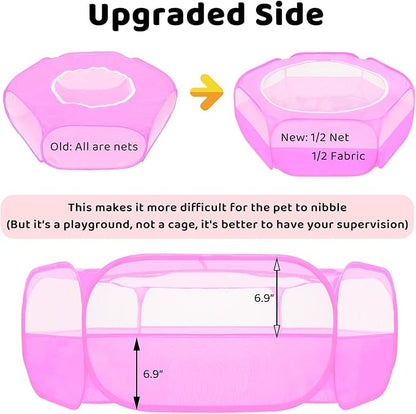 Amakunft Small Animal Playpen with Mesh Cover 47x23.6x15in – Portable Pop-Up Bunny Play Pen| Foldable and Breathable Indoor Outdoor Chick Brooder Box for Guinea Pig, Hamster, Rabbit, Kitten