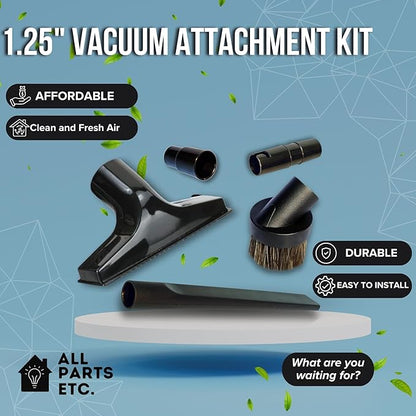 Attachments for 1.25" Vacuum Cleaner – Dust Brush, Crevice, Upholstery Tool & 2 Adapter - fits 1.5" & 1.375" Compatible with Kirby, Shark, Hoover, Oreck, Bissell, Eureka, Rainbow