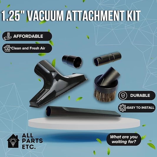 Attachments for 1.25" Vacuum Cleaner – Dust Brush, Crevice, Upholstery Tool & 2 Adapter - fits 1.5" & 1.375" Compatible with Kirby, Shark, Hoover, Oreck, Bissell, Eureka, Rainbow