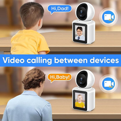 2K Two-Way Video/Audio Indoor Camera, Child/Elder/Dog/Pet Camera with Phone App& 360 Degrees Pan Tilt, Night Vision, One-Button Call, Motion Detection, Human/Sound/Crying Detection (Dome Camera)