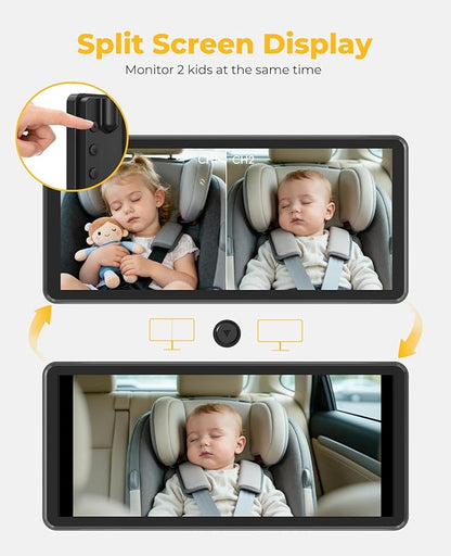 LUCKVIEW BM5 PRO Baby Car Camera for 2 Kids, 7.2" 1080P Dual Channel Display for Car Seat, Easy Installation with 2 IR Night Vision Cameras, Rear Seat Safety for Babies and Pets