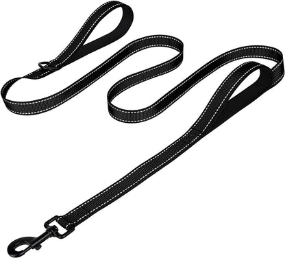Joytale Dog Leash Heavy Duty for Large Dogs that Pull, Double Handle for Traffic Control, Double-Sided Reflective Leashes for Large Medium Dogs Night Safety, 5FT, Black