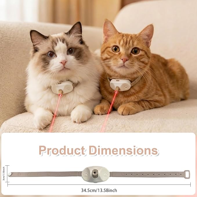 Walfront Cat Chase Toy - USB Rechargeable Automatic Interactive Red Dot Toy for Indoor Cats, Adjustable Height 9.1–13.4in, 2 Modes & 41° Angle, Fun for Active Cats
