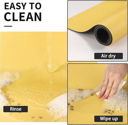 HotLive Dog Food Mat - Absorbent Cat Mat for Food and Water, No Stains Pet Feeding Bowl Mat, Easy to Clean Pet Placemats, Quick Dry Dog Water Dispenser Mat for Messy Drinkers | Paw Yellow 16"x 24"