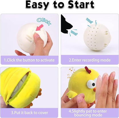 Interactive Dog Toys, Puppy Toys to Keep Them Busy, Rechargeable Squeaky Dog Toys, Bouncing Plush Chew Toy for Small Dogs for Boredom, Automatic Self Play Moving Music Toy