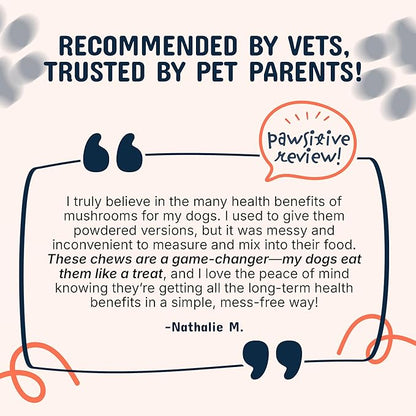 Pets are Kids Turkey Tail Mushroom for Dogs with Organic Real Turkey Tail™ - 8:1 Extract Mushroom Chews for Lumps & Bumps, Immunity, Gut, Skin, Joint & Spine Support - Reishi, Lion’s Mane - 60 Chews