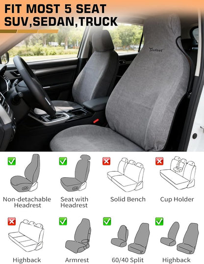 600g Ultra-Thick Car Seat Cover Towel,Heavy-Duty Absorbent Terry Cloth Sweat Protector for Gym,Beach&Athletes,Eco-Friendly Universal Fit for Sedans,SUV&Minivans,Non-Slip Machine Washable-Gray