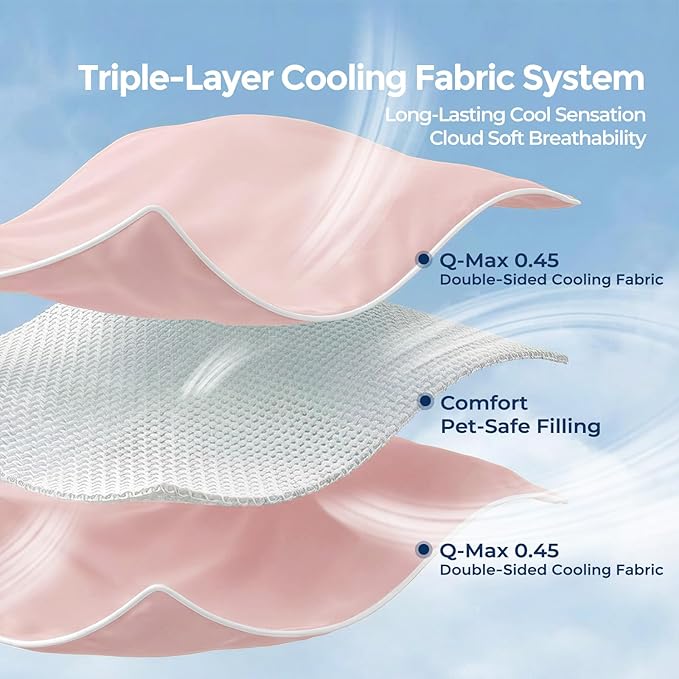 Soulbond Cooling Blanket for Extra Large Dogs - Q-MAX>0.45, Washable Cool Pet Cats Throw Blanket for Hot Weather, Self-Cooling Soft Dog Mat for Bed Crates Couch Sofa Cars(50"x60", Pink)