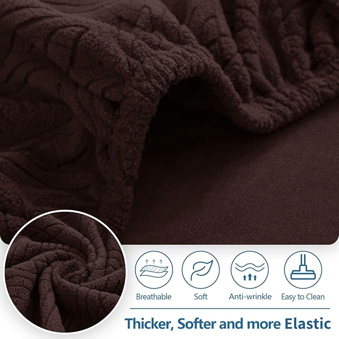 hyha Individual Couch Cushion Covers, Stretch Magic Sofa Seat Cushion Covers Washable, Dog Couch Sofa Slipcover for Pets, Kid with Elastic Bottom(2PC, Chocolate)