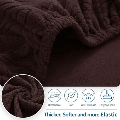 hyha Individual Couch Cushion Covers, Stretch Magic Sofa Seat Cushion Covers Washable, Dog Couch Sofa Slipcover for Pets, Kid with Elastic Bottom(Back Cover L, Chocolate)