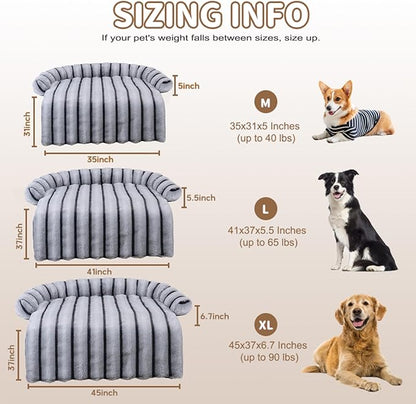 WATANIYA PET Large Dog Couch Bed, Fluffy Washable Couch Protector for Dogs with Removable Cover, Non-Slip Dog Sofa Bed, 35x31 Inch, Grey