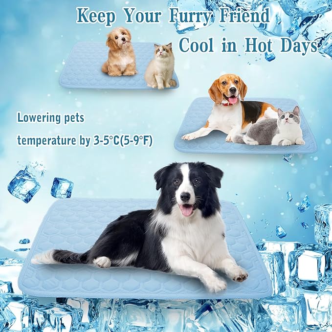 Cooling Mat for Dogs Thicken Pad for Cats,Rabbit&Medium,Large Dogs Internal Arc-Chill Cool Fiber (Q-Max>0.45),Dog Cooling Mat Non-Slip Washable Summer Pet Outdoor Bed,18"x29"