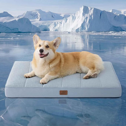 Bedsure Cooling Dog Bed for Crate - Large Comfy Flat Puppy Beds with Removable Washable Cover, Orthopedic Egg Crate Foam Pet Mat, Suitable for Pet Up to 50 lbs