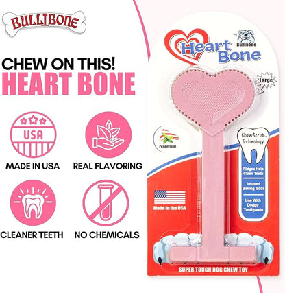 Bullibone Nylon Dog Chew Toy for Aggressive Chewers - Dental Hygiene Bone with Peppermint Flavor, Durable Tough Chew Toys for Large Dogs, Indestructible Dog Bone - 3 Pack
