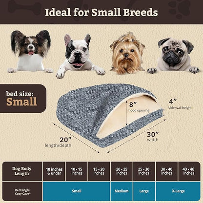 Snoozer Pet Products Luxury Rectangle Cozy Cave Dog Bed with Microsuede, Showdog Collection, Small, Palmer Indigo
