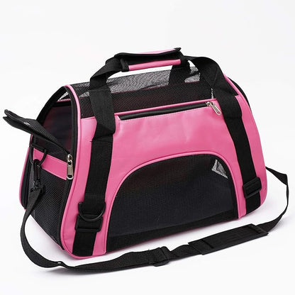 MuchL Cat Carrier for Small Cats Soft-Sided Pet Carrier for Cats Puppies Small Pets Airline Approved Lightweight Comfortable Travel Cat Carrier (Small, Pink)