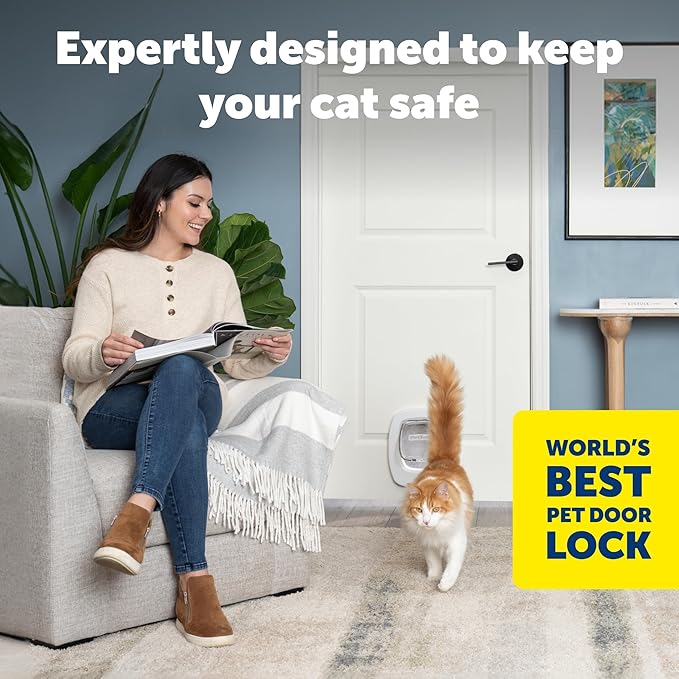 PetSafe Big Cat Door - Multi-Pet Doorway, Locking Cat Door Made For Interior & Exterior Use, Suitable for Pets Up to 25 lb, Push-&-Turn 4-Way Lock for Extra Security – Soft Close Flap for Added Safety