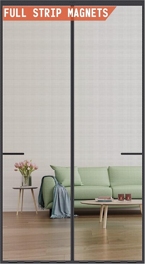 Mpmedo Magnetic Screen Door Upgraded-Model Full Strip Magnets,Reinforced Heavy Duty Mesh Screen Doors Magnets,Full Frame Seal Retractable Door Screen Magnetic Closure for Single Front Sliding Door