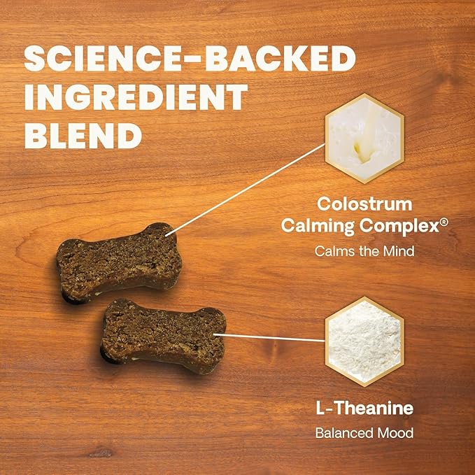 VetriScience Clinically Tested Composure Calm & Confident Chews - Supplement for Dogs with Anxiety, Stress & Fear with L-Theanine for Thunderstorms, Fireworks or Travel, Peanut Butter, 60 Count