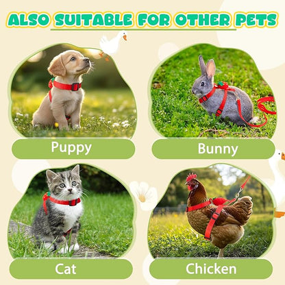 Duck Harness Leash Set Duck Harness and Leash for Real Ducks Adjustable Walking Rope Pet Cute Pattern Outdoor Traction Rope for Chicken Rabbit Small Animals(S,Strawberry)