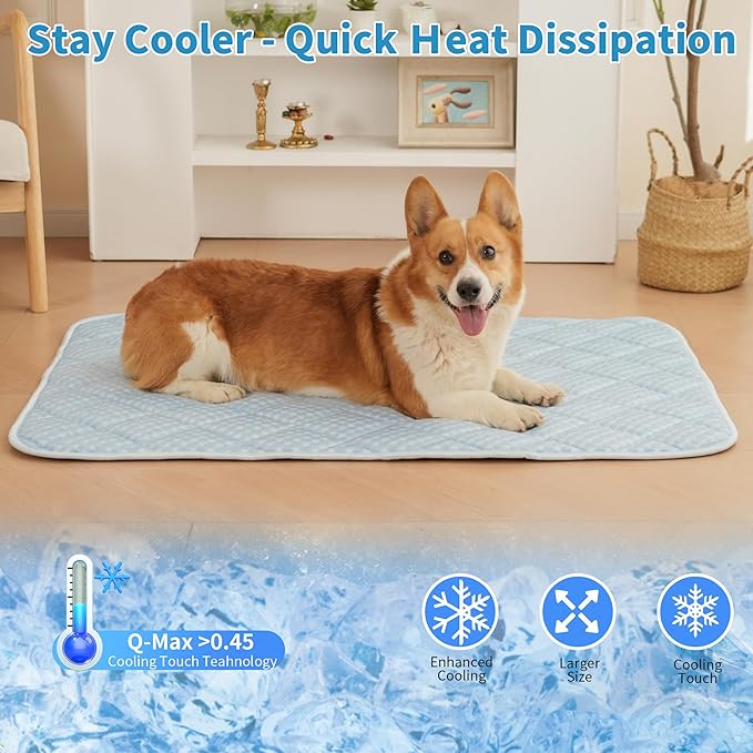 Dog Cooling Mat, Washable Cooling Mat for Dog, Foldable Kennel Pet Bed, Cool Pad (Cool &Warm Surface) for All Seasons Use, Pet Pads for Cats Use in Crate (36x24 Inch (Large))