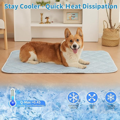 Dog Cooling Mat, Washable Cooling Mat for Dog, Foldable Kennel Pet Bed, Cool Pad (Cool &Warm Surface) for All Seasons Use, Pet Pads for Cats Use in Crate (36x24 Inch (Large))