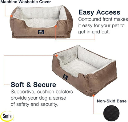 Serta Orthopedic Cuddler Dog Bed for Pets – Chocolate Brown (X-Large)