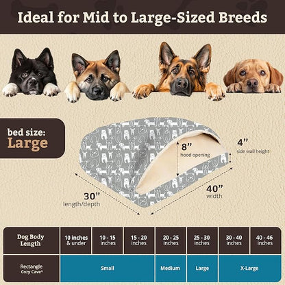 Snoozer Pet Products Luxury Rectangle Cozy Cave, Wag Collection, Large, Pedigree Storm
