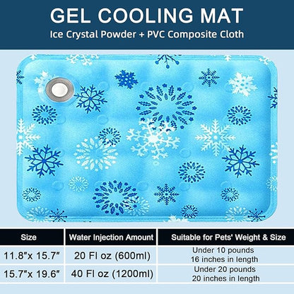 Cooling Mat for Dogs and Cats, Foldable Gel Cooling Mat with Ice Crystal Powder, Blanket Water Injection Cool Pet Pad for Cat Indoor Outdoor Summer Use, 15.7" X19.6"