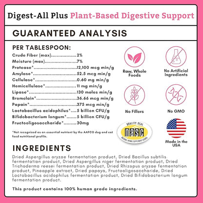 Wholistic Pet Organics Daily Cat & Dog Probiotics for Digestive Health, Anti Diarrhea & Gut Support - Probiotics for Dogs with Digestive Enzymes & Prebiotic Fiber - Cat Probiotic - 2 Oz - 57 Scoops