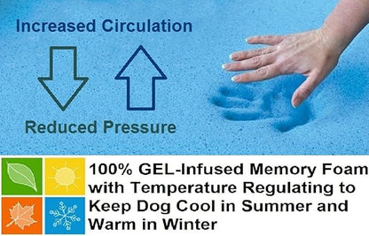 Dogbed4less Premium HeadRest Pillow Orthopedic Cool Memory Foam Dog Bed for Large Dogs, Waterproof Lining with Washable Suede Espresso Cover, Extra Large 47X29 Inches