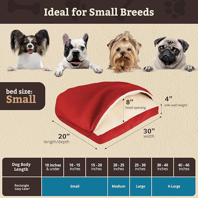 Snoozer Pet Products Rectangle Cozy Cave Dog Bed, Small, Red