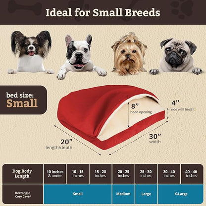 Snoozer Pet Products Rectangle Cozy Cave Dog Bed, Small, Red
