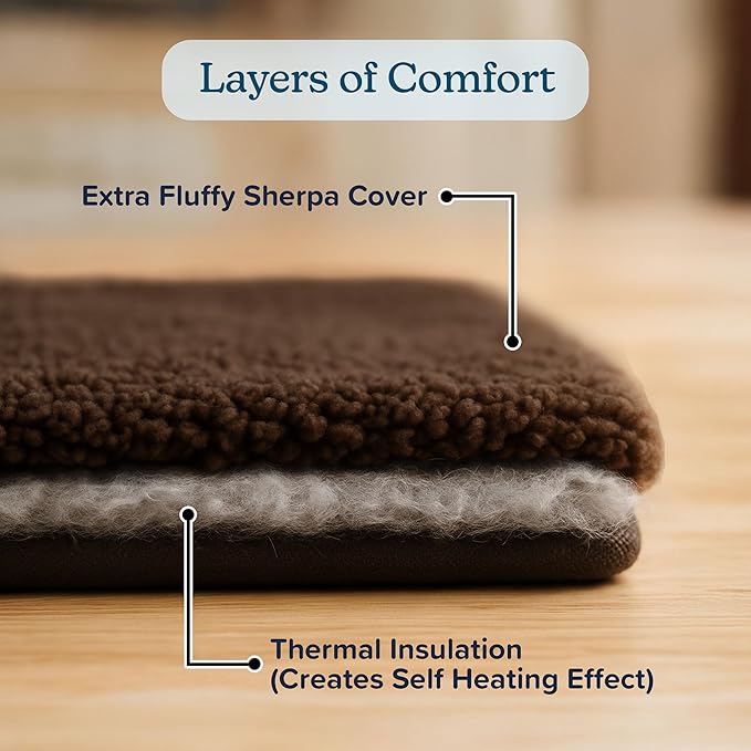 PETMAKER Small/Medium Self Warming Thermal Crate Pad-25x18-Chocolate,Brown