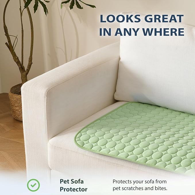 MICROCOSMOS Summer Cooling Mat & Sleeping Pad- Water Absorption Top, Materials Safe, Easy Carry, EZ Clean. Keep Cooling for Pets, Kids and Adults.(Green, 19" x15")