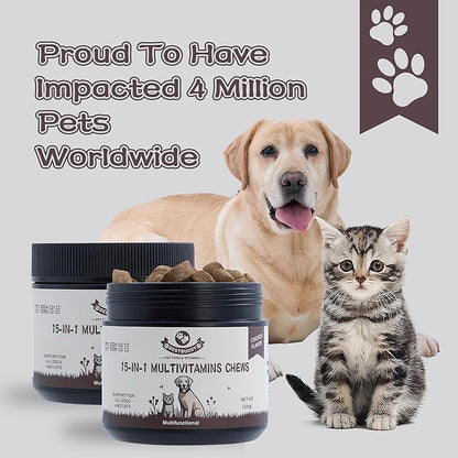 Best Buddy Multivitamin 15-in-1 Treats for Dogs I Cats, Complete Health Supplement Joint Support + Digestive Enzymes, Grain Free Dog Vitamins and Supplements for Skin & Coat (Chicken, 225g)