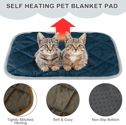 8 Pack Self Heating Cat Mat Self Warming Cat Bed Extra Warm Thermal Pet Bed Mat Reflects Body Heat Washable Dog Crate Pad for Indoor Outdoor Pets(Mixing Color,16 x 20 Inch)