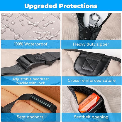 URPOWER 2026 Upgraded Back Seat Extender for Dogs - Large Hard Bottom Dog Car Seat Cover Holds 550lbs, Waterproof Dog Hammock Pet Bed with High-Density Foam Non-Slip Backseat Protector