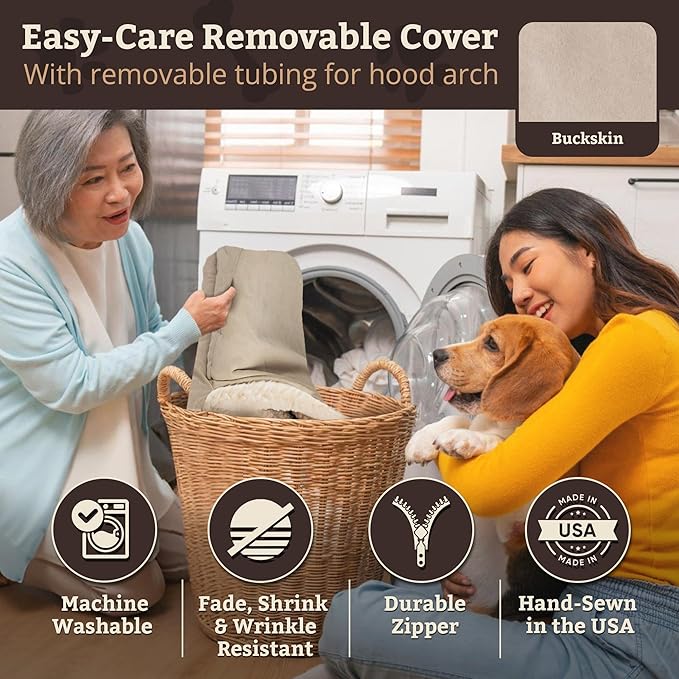 Snoozer Rectangle Cozy Cave Dog Bed - Indoor Dog Bed with Cover Cave, Covered Calming Burrow for Small & Medium Sized Pets with Blanket Attached, Enclosed, Washable Cover - Medium, Buckskin