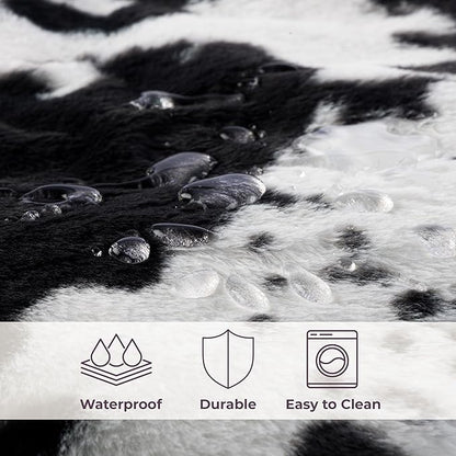 Waterproof Blanket for Bed, Couch, or Car - 60” x 80” Reversible Queen Size Throw Blanket for Reliable Leakproof Furniture Protection - Washable Pet Throws by Lavish Home (Cow Print)