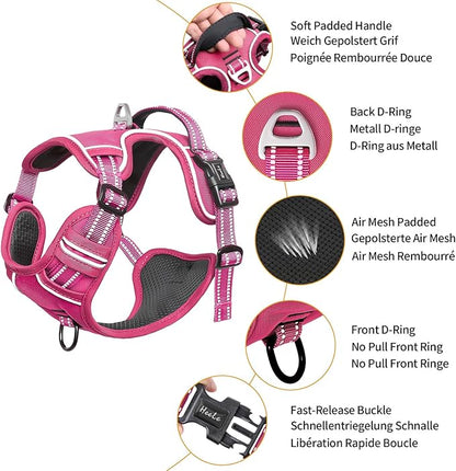 HEELE Dog Harness for Small Dogs No Pull Dog Vest Harness for Small Dog with Soft Padded Handle Reflective for Outdoor Training, Rose(Matching Trim), S